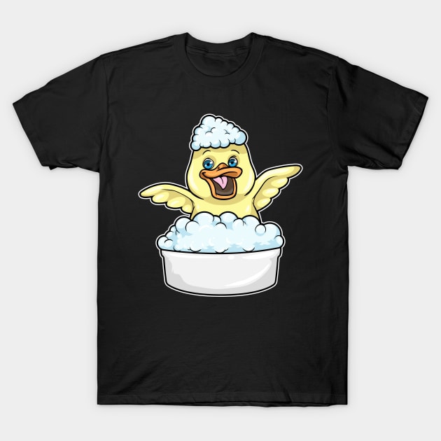 Duck at Bathing in Bathtub with Foam T-Shirt by Markus Schnabel